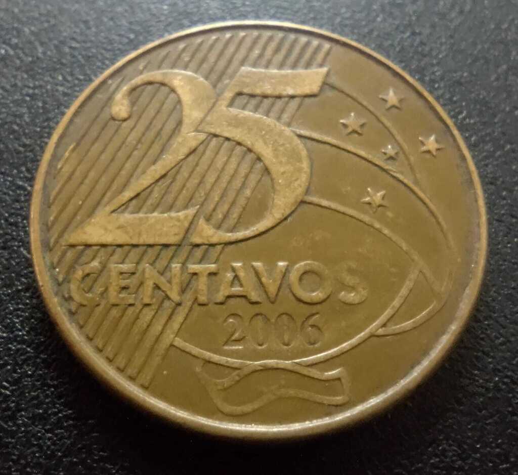 Moeda 25 Centavos 2006 Brasil - MBC - Imagem 3