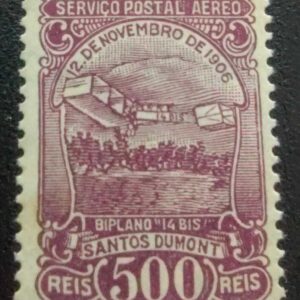 Selo Aéreo 500 Réis biplano 14 Bis