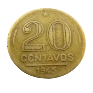 Moeda 20 Centavos 1945 Getúlio Vargas Brasil - MBC
