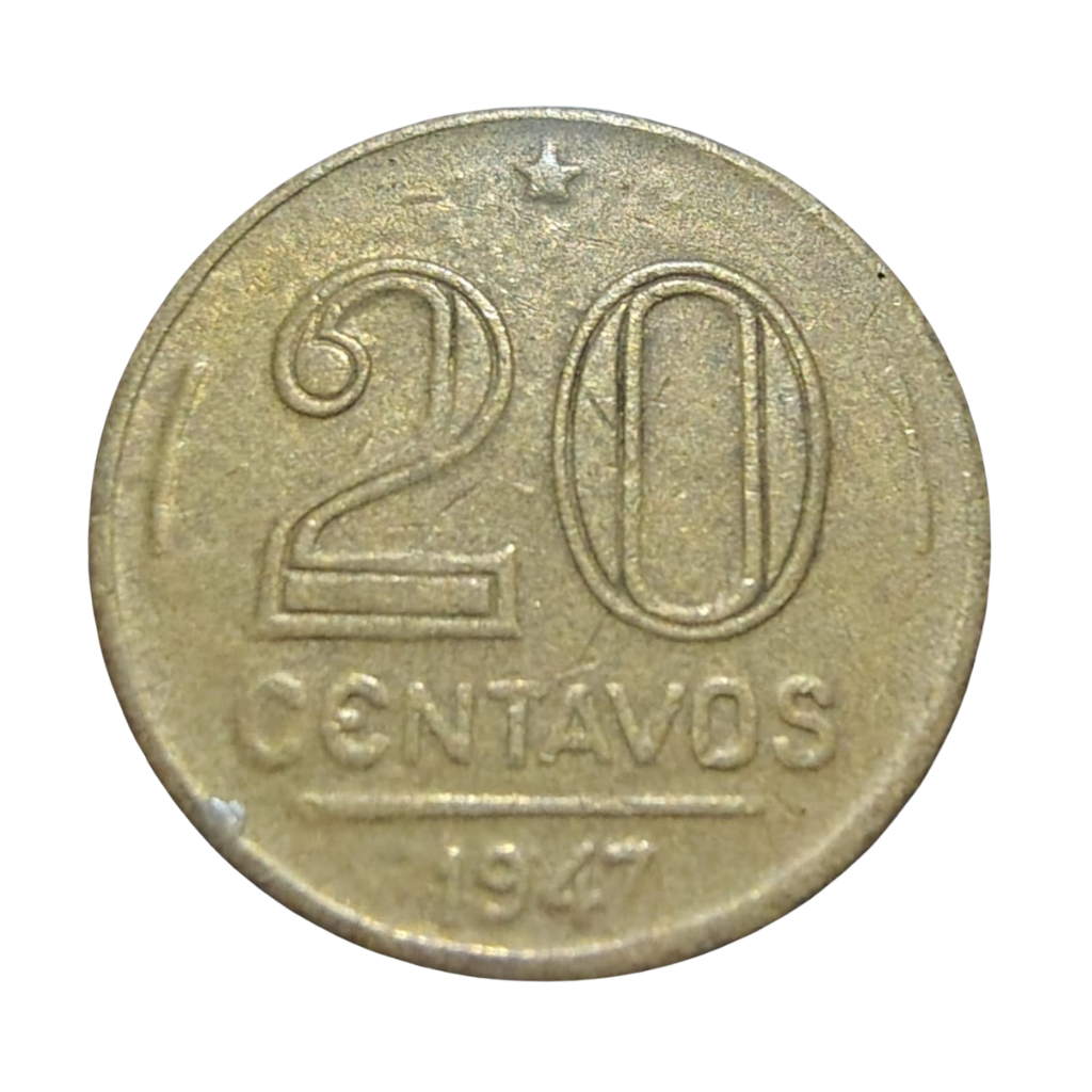Moeda 20 Centavos 1947 Getúlio Vargas Brasil - MBC - Imagem 2