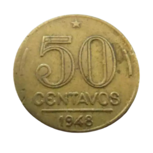 Moeda 50 Centavos 1948 Presidente Dutra Brasil - MBC