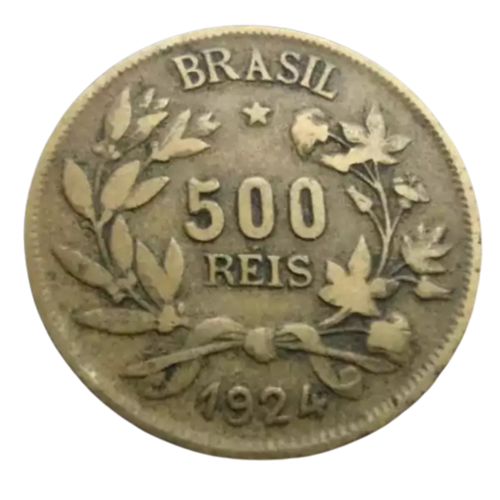 Moeda 500 Réis 1924 Abundância Brasil - MBC