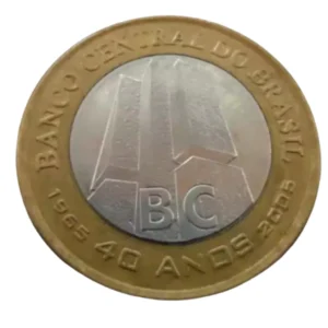 Moeda 1 Real 2005 Banco Central 40 anos Brasil - MBC