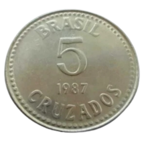 Moeda 5 Cruzados 1987 Brasil - MBC