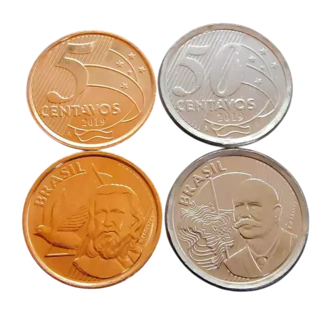 Moedas 5 e 50 Centavos 2019 letra A - Brasil - FC