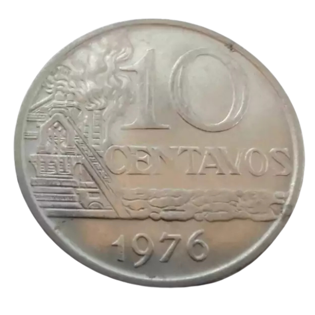 Moeda 10 Centavos 1976 Brasil - MBC - Imagem 2