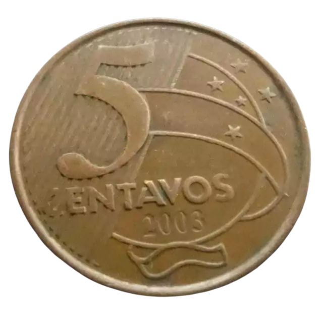 Moeda 5 Centavos 2003 Brasil - MBC - Imagem 2