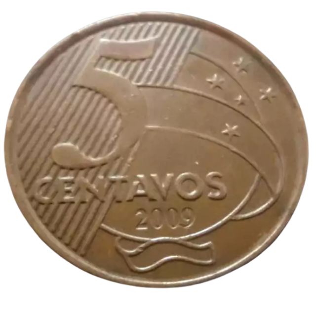 Moeda 5 Centavos 2009 Brasil - MBC - Imagem 2