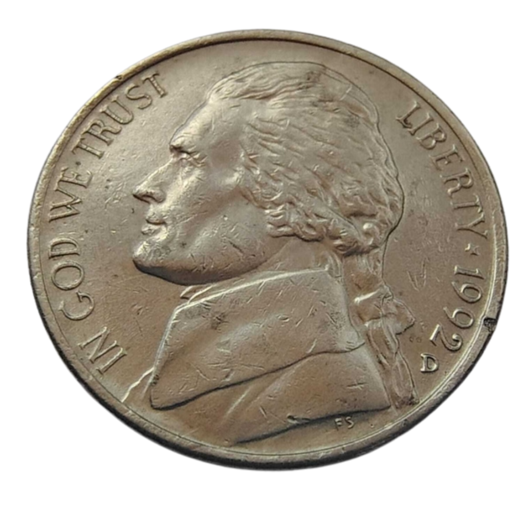Moeda 5 Cents 1992 letra D - EUA