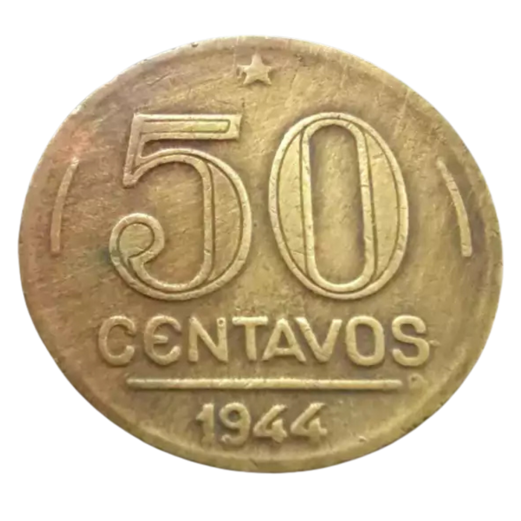 Moeda 50 Centavos 1944 Brasil sem Sigla - MBC - Imagem 2