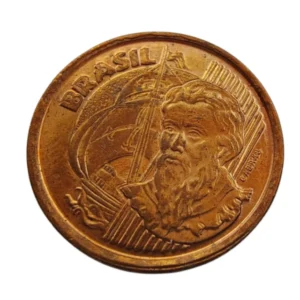 Moeda 1 centavo 2001 anomalia Brasil e Cabral duplos - FC