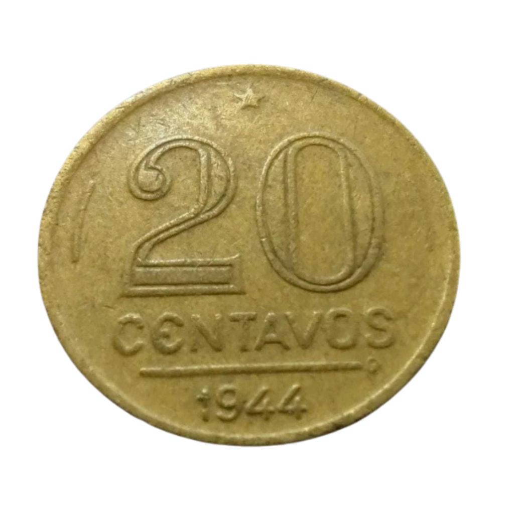 Moeda 20 Centavos 1944 Getúlio Vargas Brasil - MBC - Imagem 2