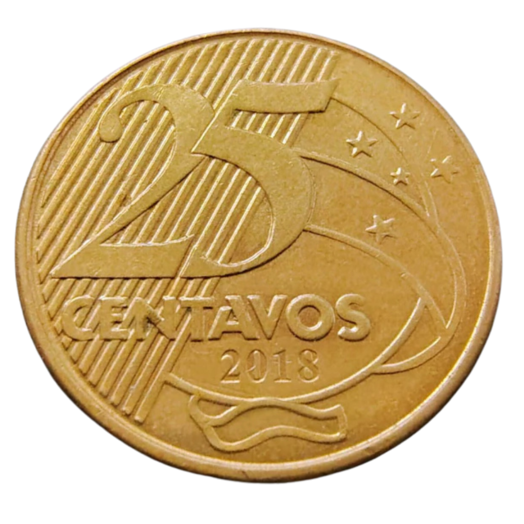 Moeda 25 Centavos 2018 Brasil - MBC - Imagem 4