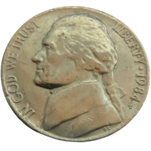 Moeda 5 Cents 1984 letra P - EUA