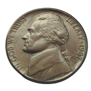 Moeda 5 Cents 1987 letra P - EUA