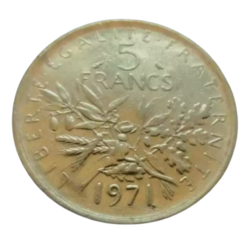 Moeda 5 Francos 1971 - França - Imagem 2