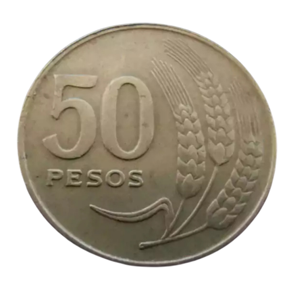 Moeda 50 Pesos 1970 - Uruguai - Imagem 2