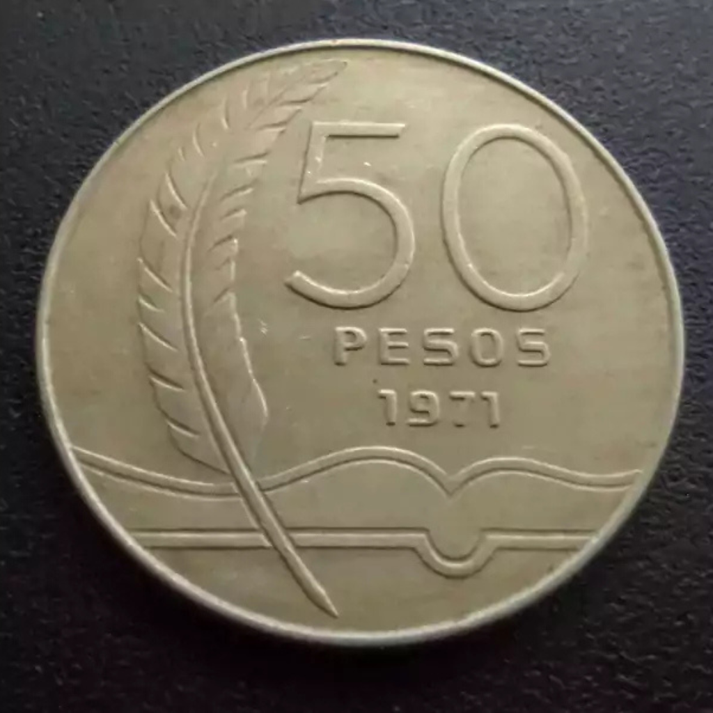 Moeda 50 Pesos 1971 Comemorativa - Uruguai - Imagem 4