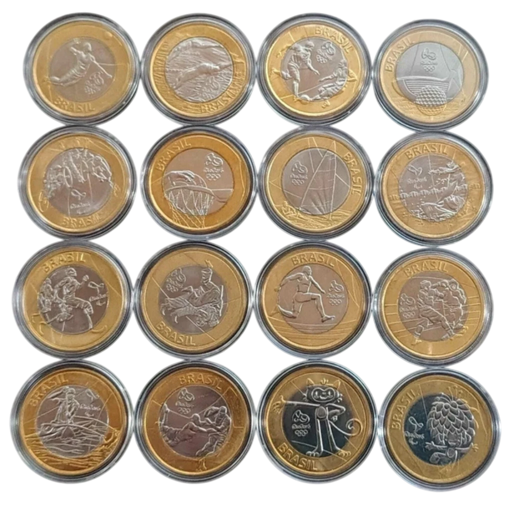 Coleção com as 16 Moedas das Olimpíadas Rio 2016 na Cápsula