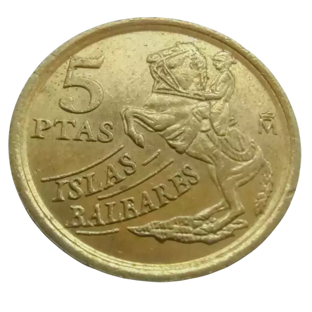 Moeda 5 Pesetas 1997 Ilhas Baleares Espanha - Imagem 2