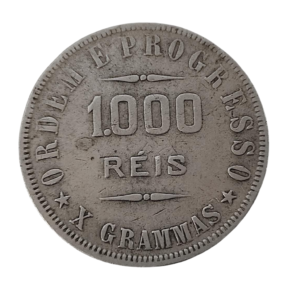 Moeda 1000 Réis Brasil 1907 - Prata