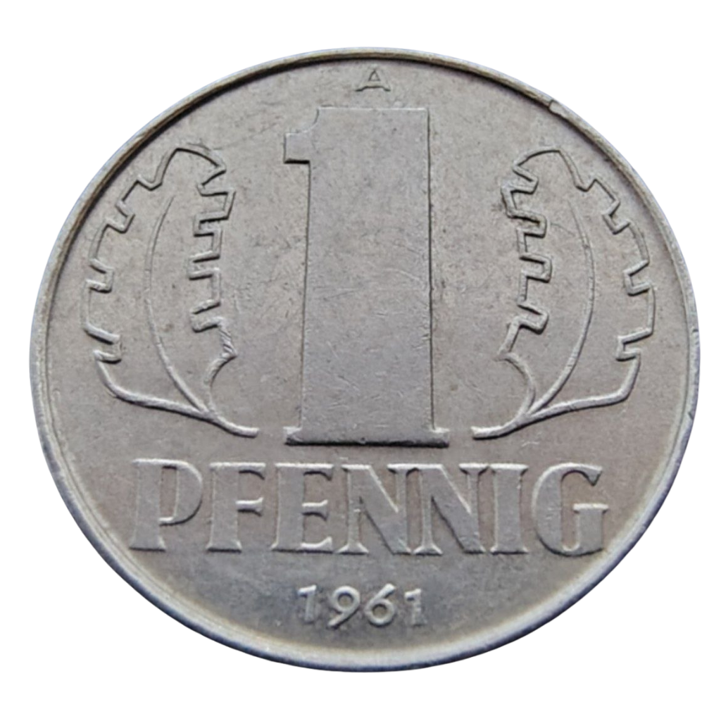 Moeda de 1 Pfennig 1961 Alemanha Oriental (RDA)