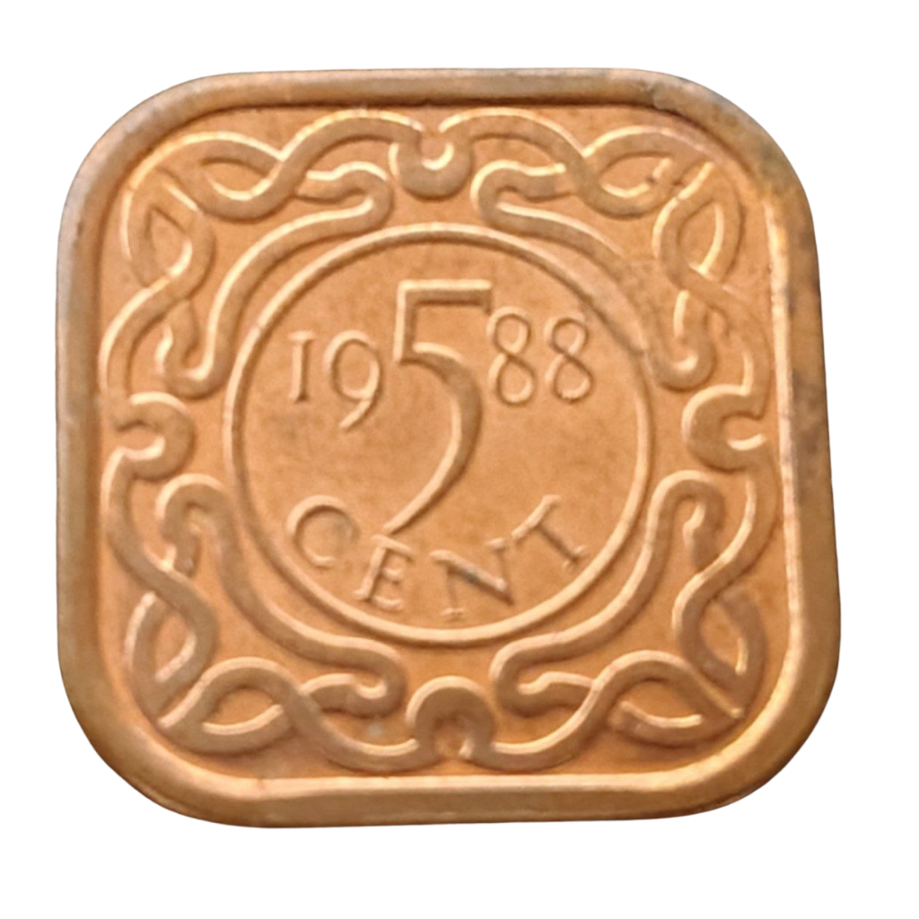 Moeda de 5 Cêntimos – 1988 Suriname - Imagem 2