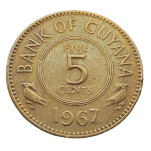 Moeda de 5 Cêntimos  1967 – Guiana