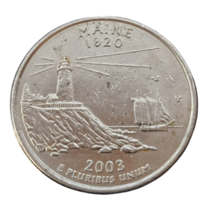 Moeda Quarter Dólar 2003 - Maine - EUA