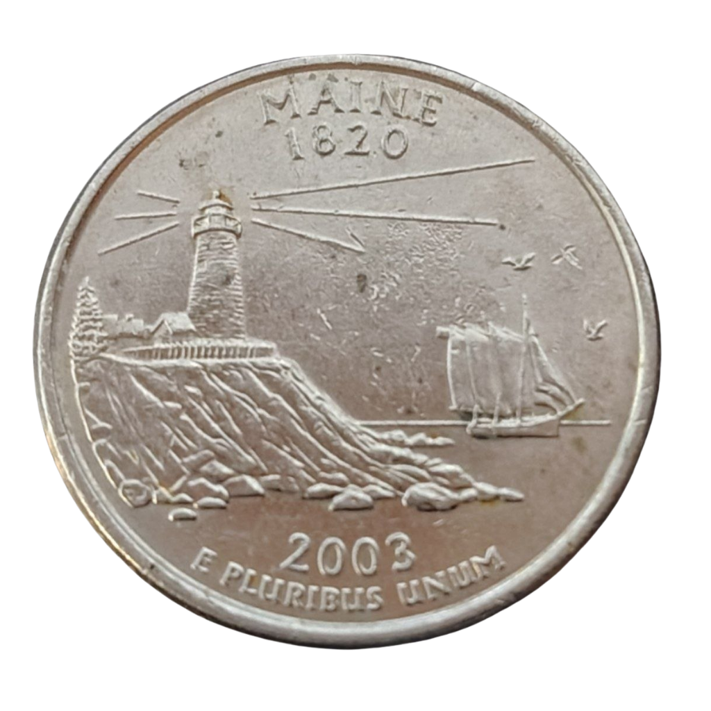 Moeda Quarter Dólar 2003 - Maine - EUA