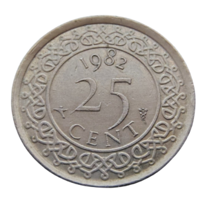 Moeda de 25 Cêntimos 1982 – Suriname